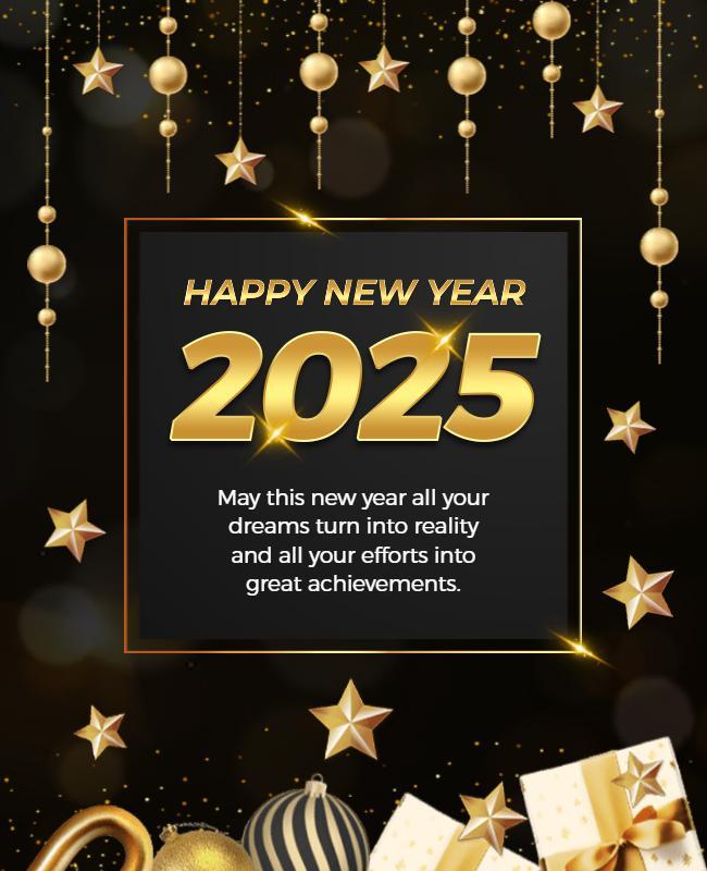 New Year 2025 Wishes Flyer Template