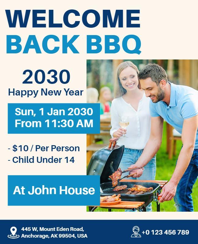 New Year Bbq Celebration Flyer Template