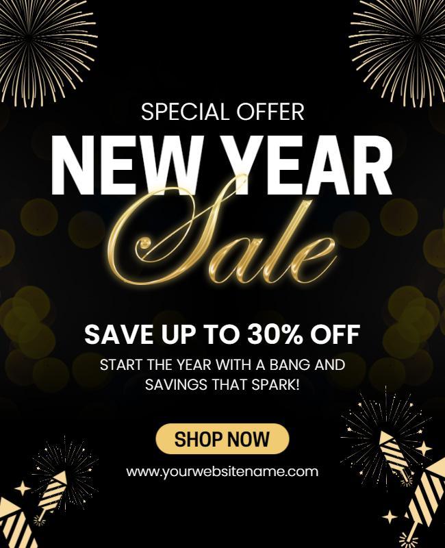 New Year Sale Celebration Flyer Template