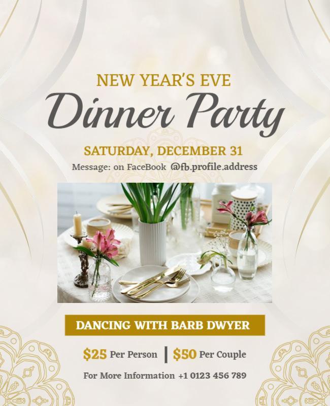 New Years Eve Dinner Party Flyer Template