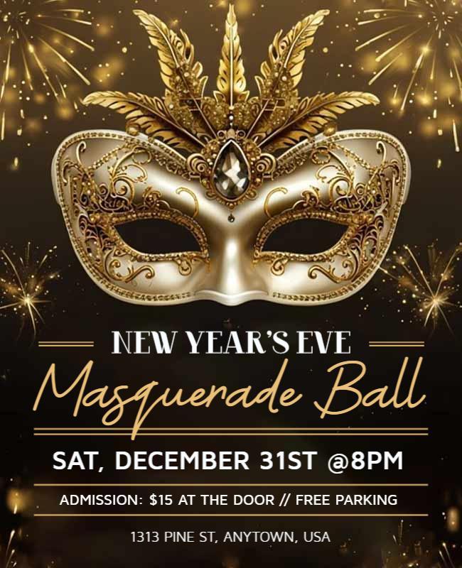 New Year's Eve Masquerade Ball Event Flyer Template