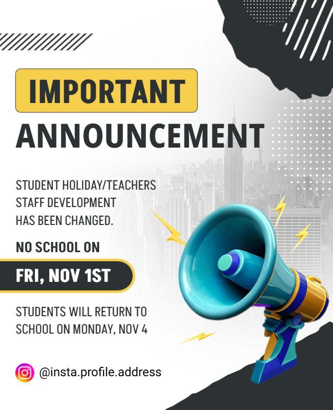 No School Important Announcement Flyer Template