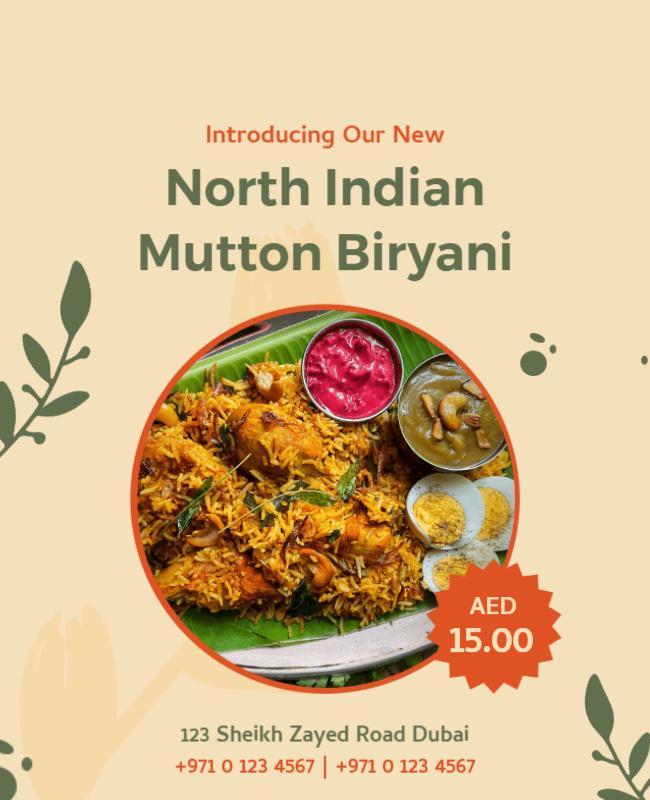 North Indian Mutton Biryani Special Offer Flyer Template