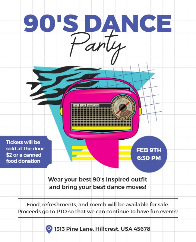 Nostalgic 90s Dance Party Event Flyer Template