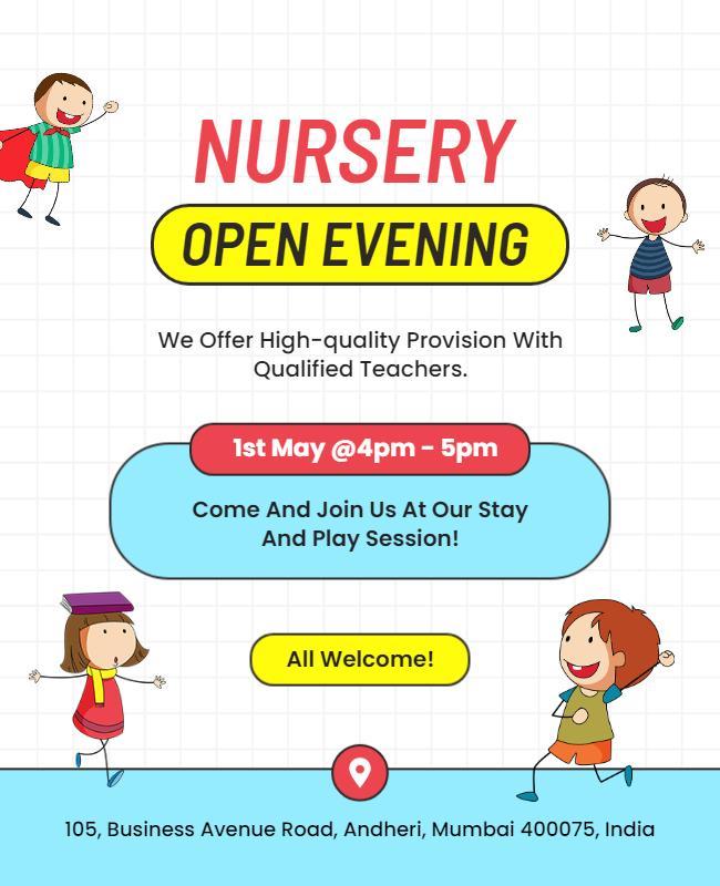 Nursery Open Evening Invitation Flyer Template