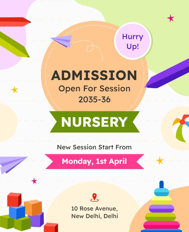 Nursery School Admission Announcement Flyer Template