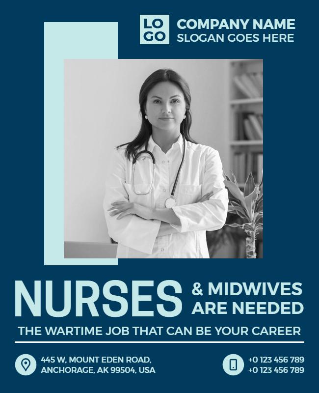 Nursing and Midwifery Job Recruitment Flyer Template