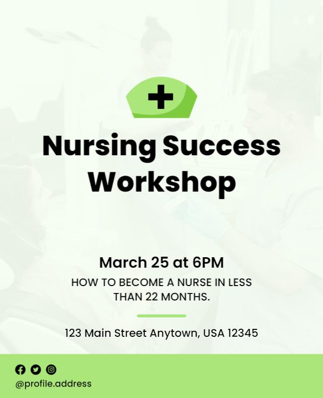 Nursing Success Workshop Educational Flyer Template