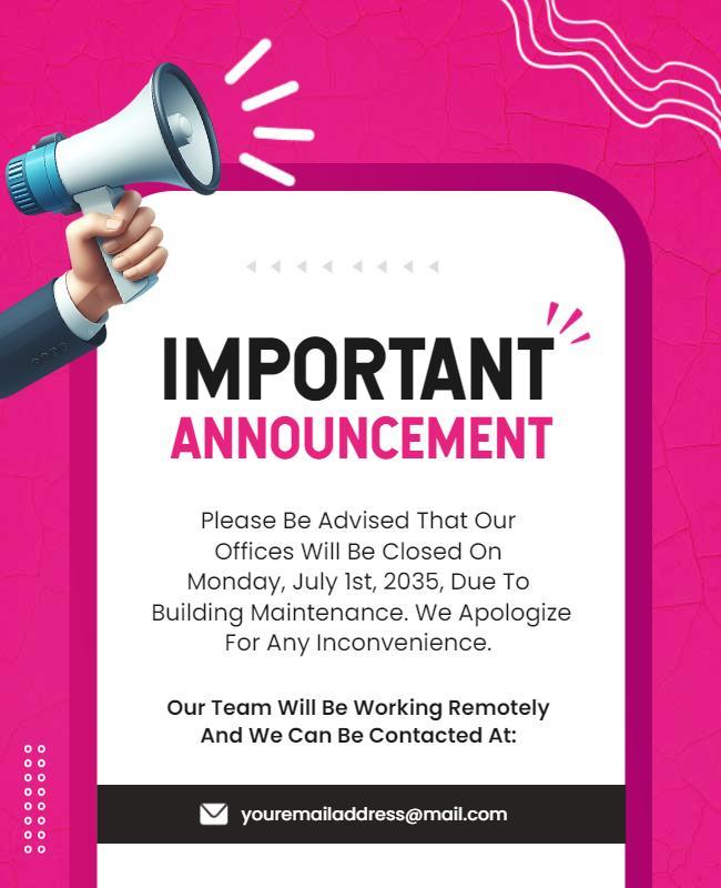 Office Closure Announcement Flyer Template