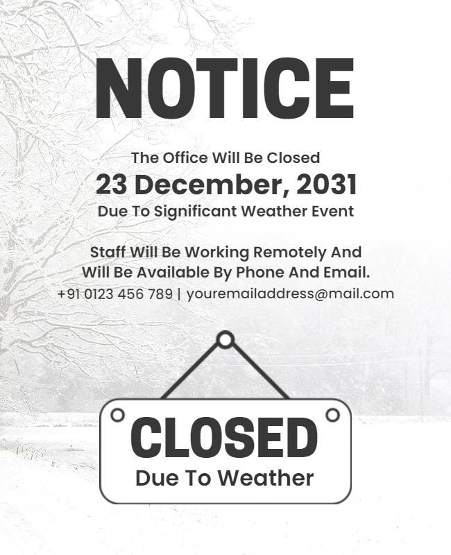 Office Closure Due to Weather Notice Flyer Template