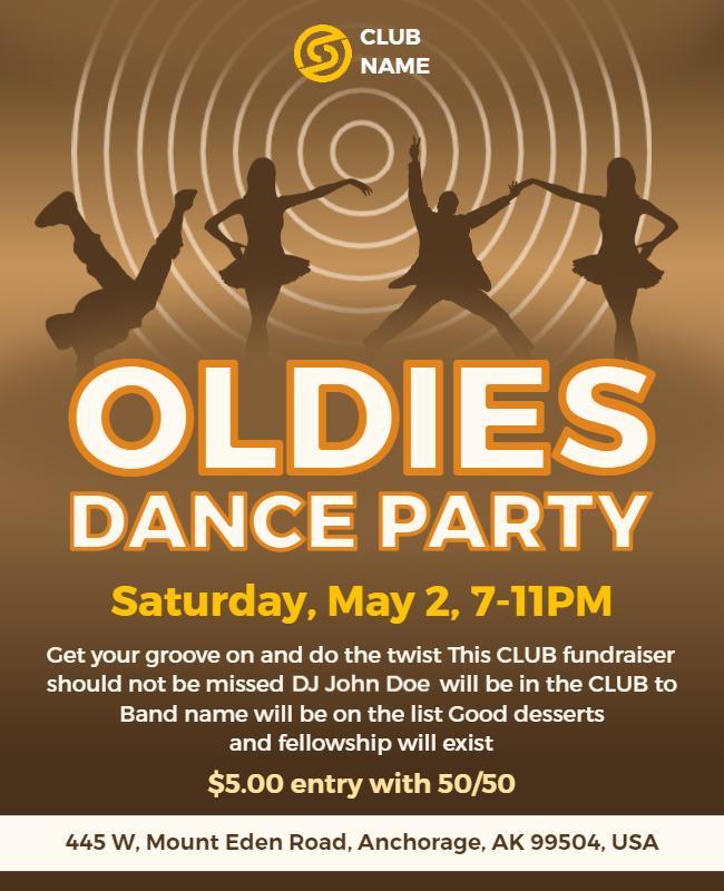 Oldies Dance Party Fundraiser Flyer Template