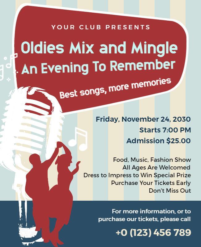 Oldies Mix and Mingle Event Flyer Template