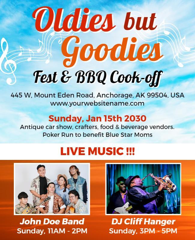 Oldies Music Fest and Bbq Cook Off Flyer Template