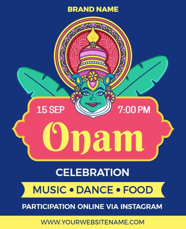 Onam Cultural Music and Dance Celebration Flyer Template