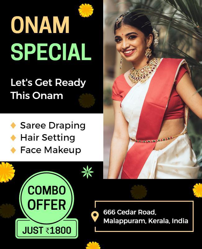 Onam Festival Makeup and Styling Services Flyer Template