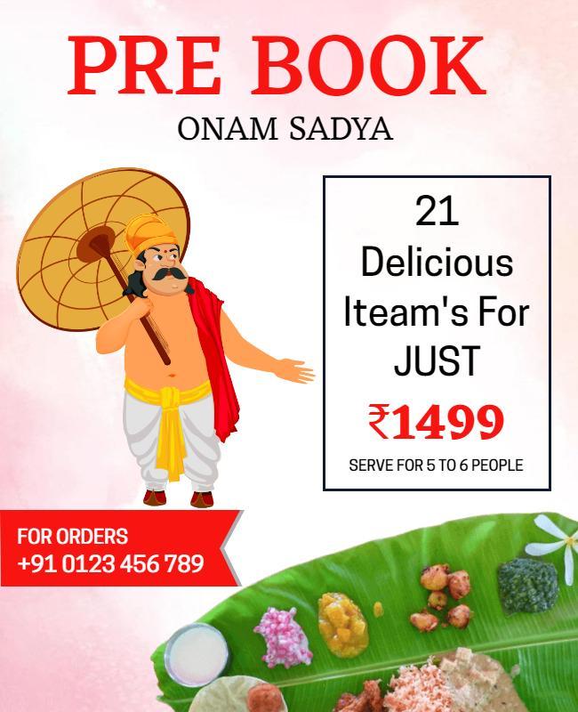 Onam Sadya Pre Booking Promotional Flyer Template