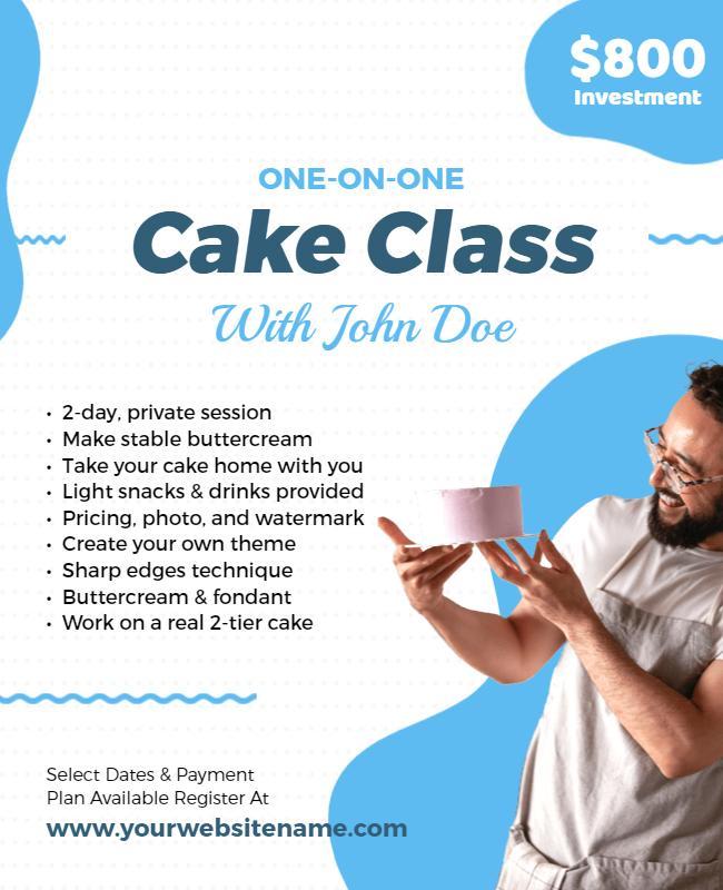 One on One Cake Decorating Class Flyer Template