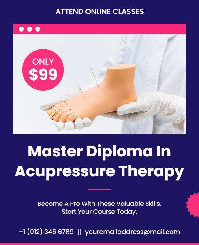 Online Acupressure Therapy Course Flyer Template