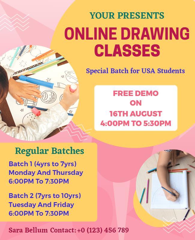 Online Drawing Classes Promotional Flyer Template