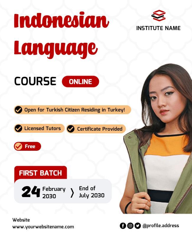 Online Indonesian Language Course Flyer Template