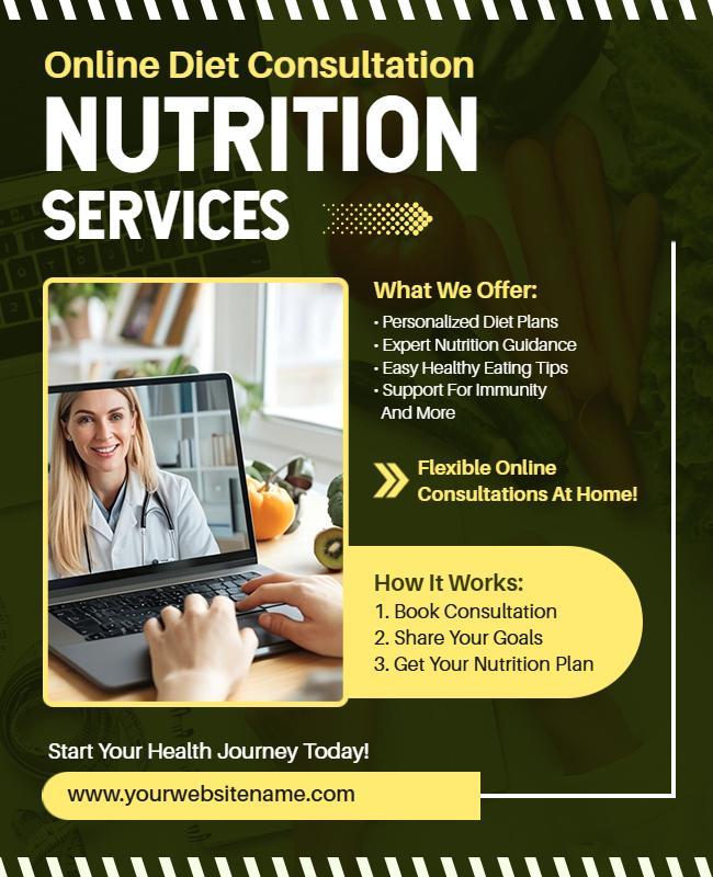 Online Nutrition Consultation Services Flyer Template