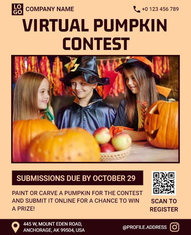 Online Pumpkin Carving Contest Flyer Template