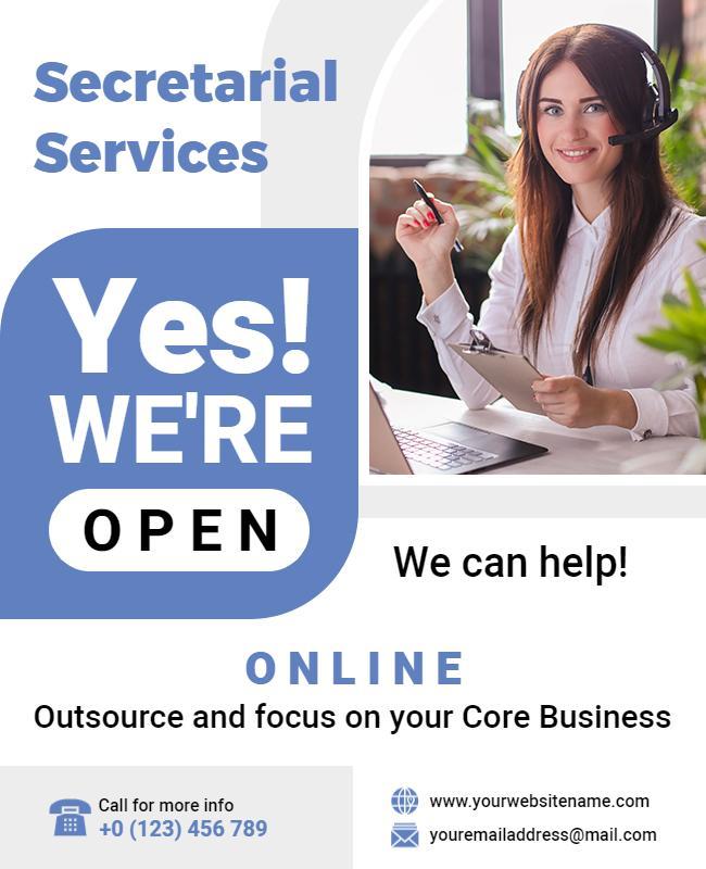 Online Secretarial Services Promotion Flyer Template