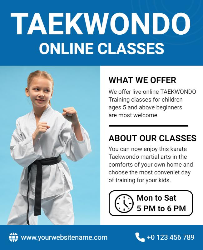 Online Taekwondo Classes for Kids Flyer Template