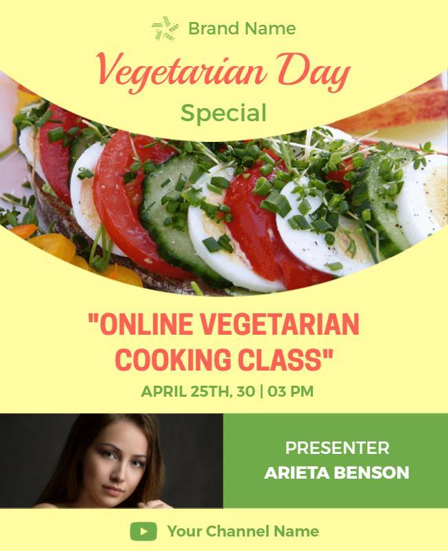 Online Vegetarian Cooking Class Flyer Template