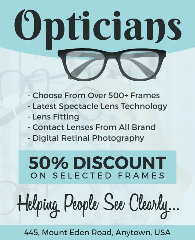 Optician Services Discount Promotion Flyer Template