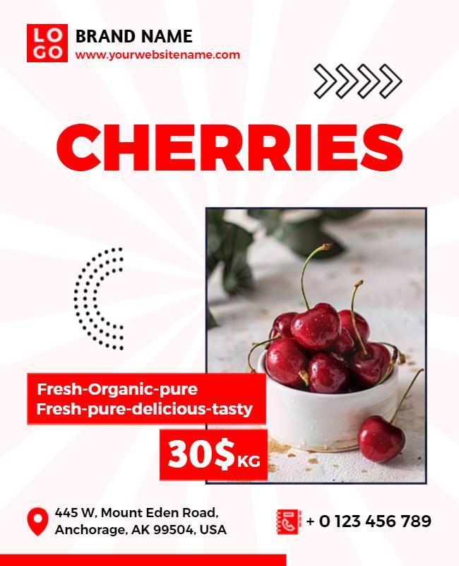 Organic Cherry Promotion Flyer Template