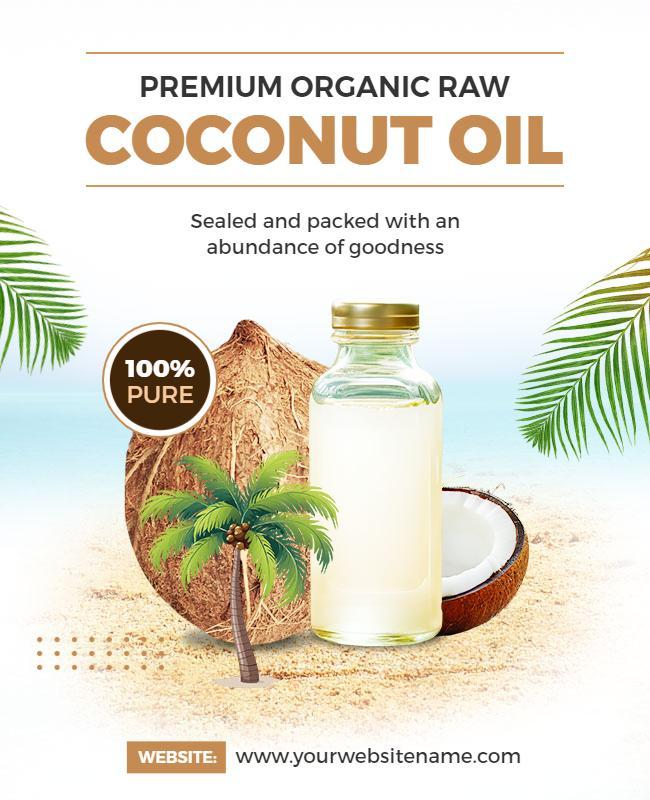 Organic Coconut Oil Product Advertisement Flyer Template