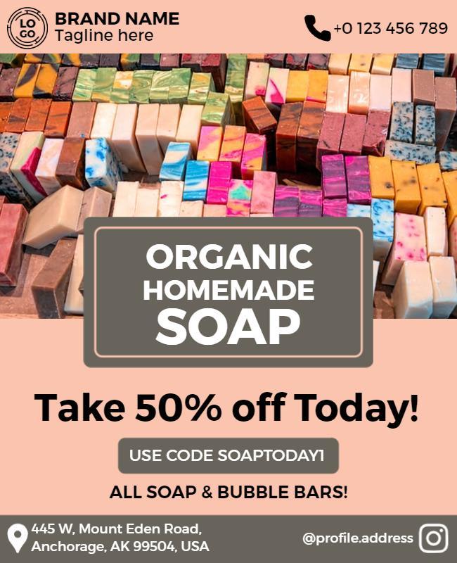 Organic Homemade Soap Sale Flyer Template