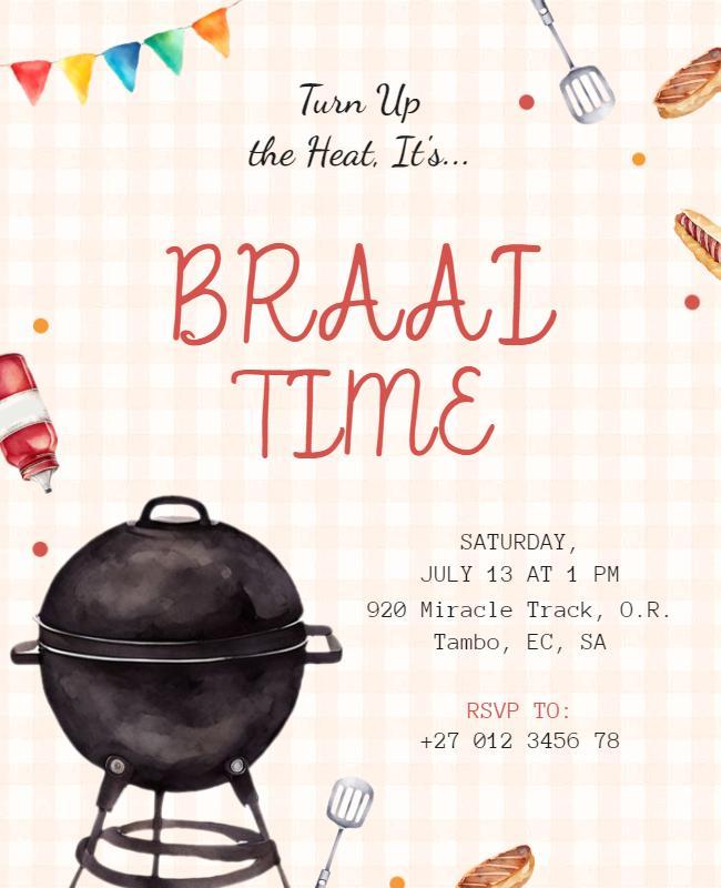 Outdoor Bbq Braai Event Invitation Flyer Template