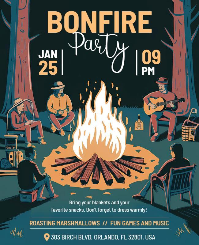 Outdoor Bonfire Party Event Flyer Template