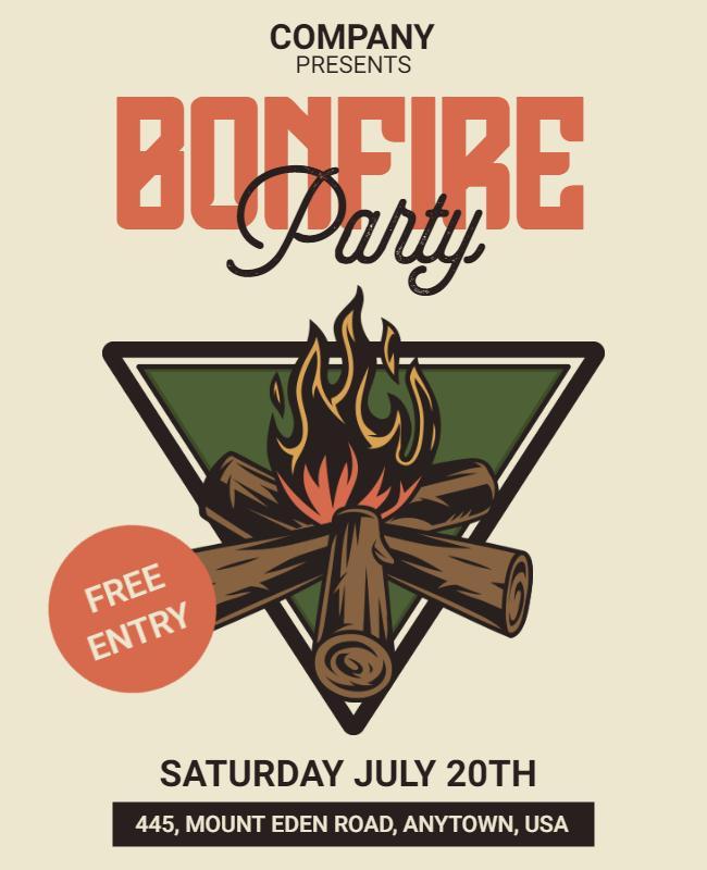 Outdoor Bonfire Party Event Flyer Template