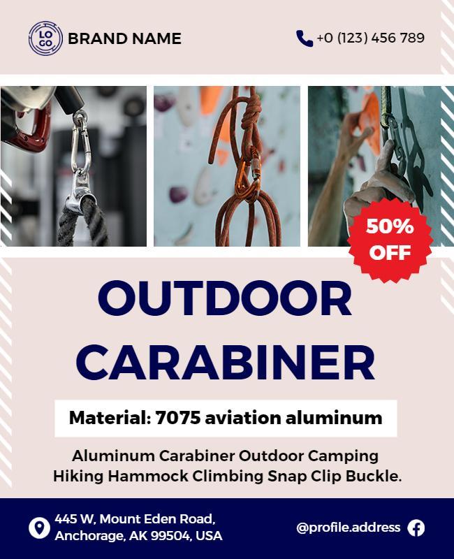 Outdoor Carabiner Products Promotional Flyer Template