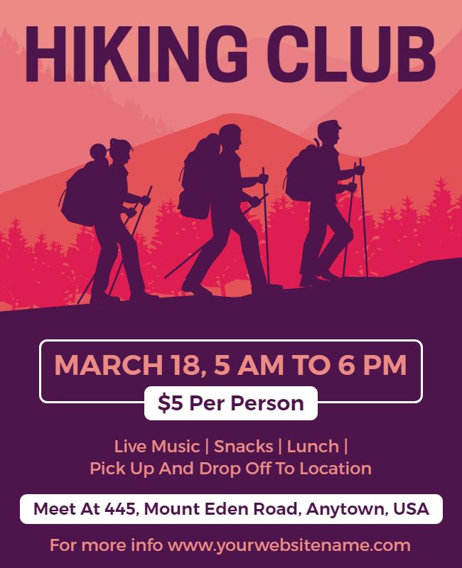 Outdoor Hiking Club Adventure Event Flyer Template