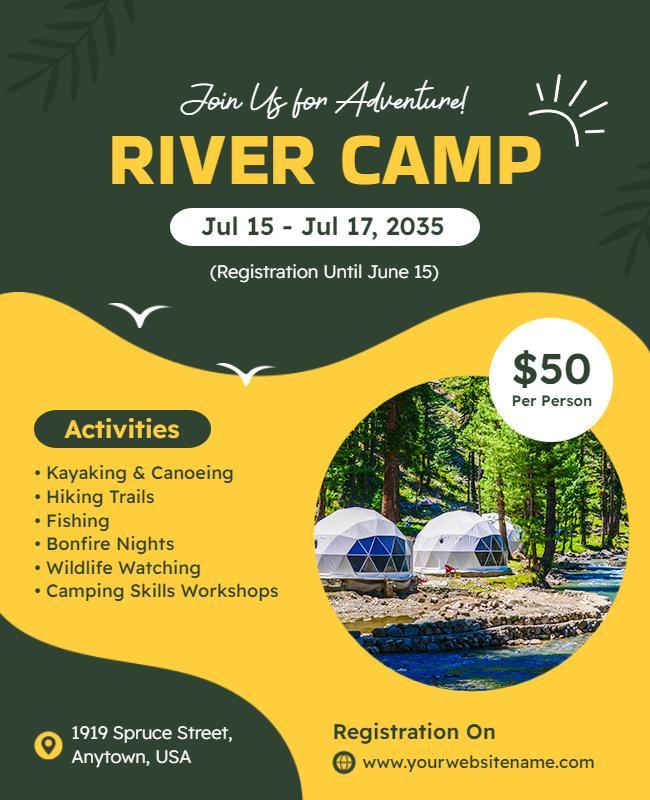 Outdoor River Camp Adventure Activities Flyer Template