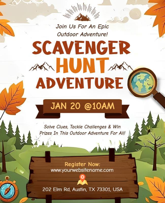 Outdoor Scavenger Hunt Adventure Event Flyer Template