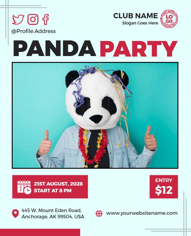 Panda Costume Themed Party Flyer Template