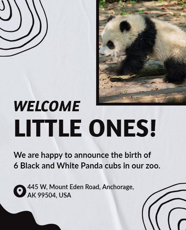 Panda Cub Birth Announcement Zoo Flyer Template