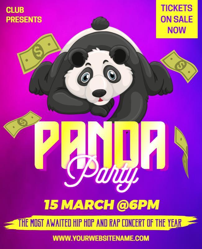 Panda Themed Hip Hop Party Flyer Template