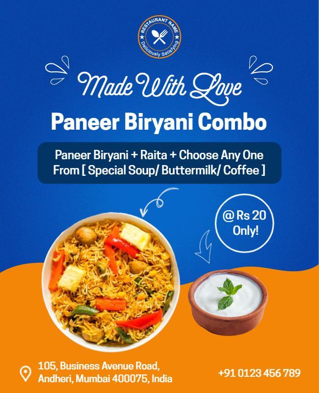 Paneer Biryani Combo Offer Flyer Template