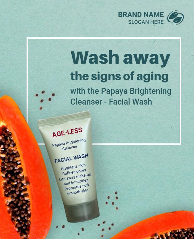 Papaya Brightening Facial Cleanser Promotional Flyer Template