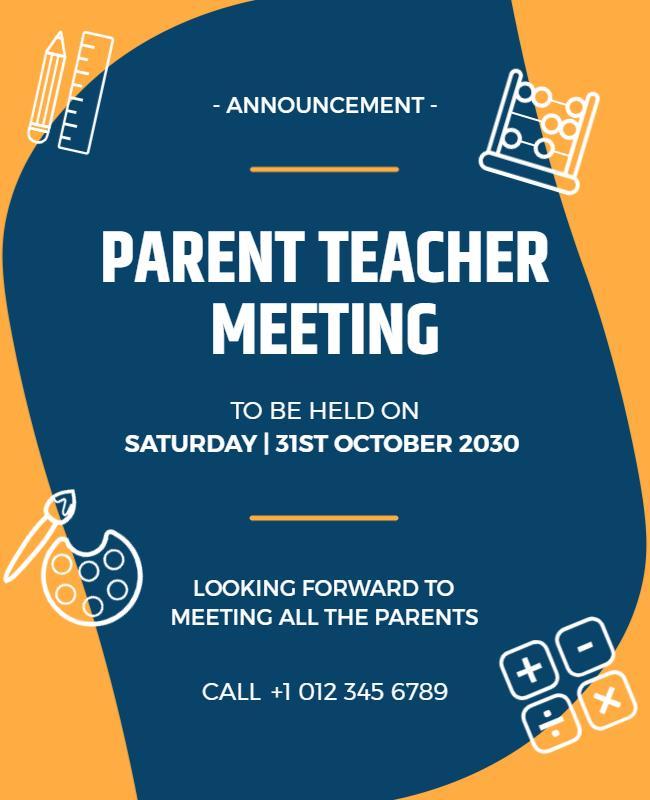 Parent Teacher Meeting Announcement Flyer Template