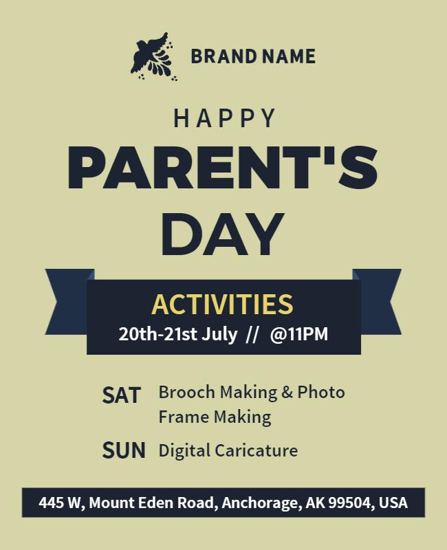 Parents Day Activities Celebration Flyer Template