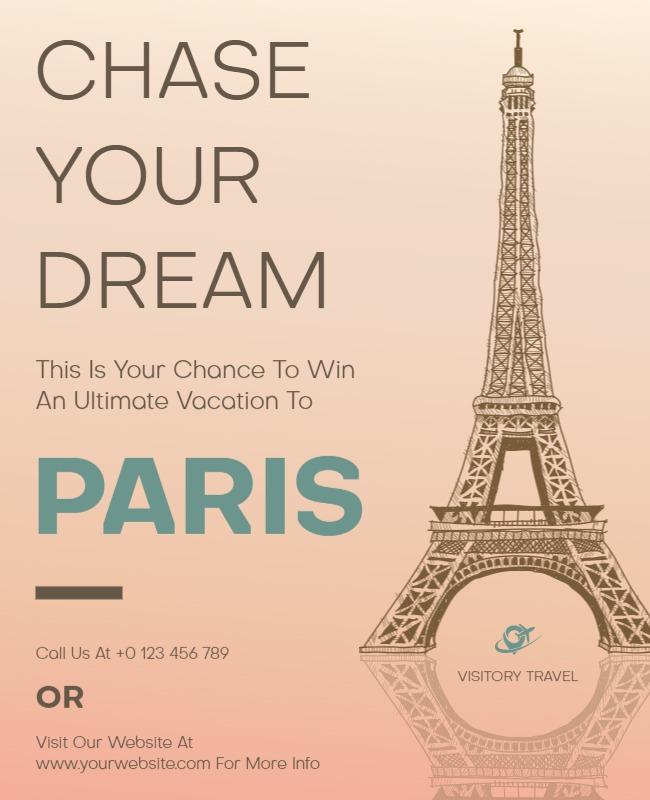 Paris Vacation Contest Announcement Flyer Template