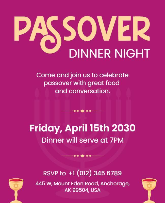 Passover Dinner Night Invitation Flyer Template