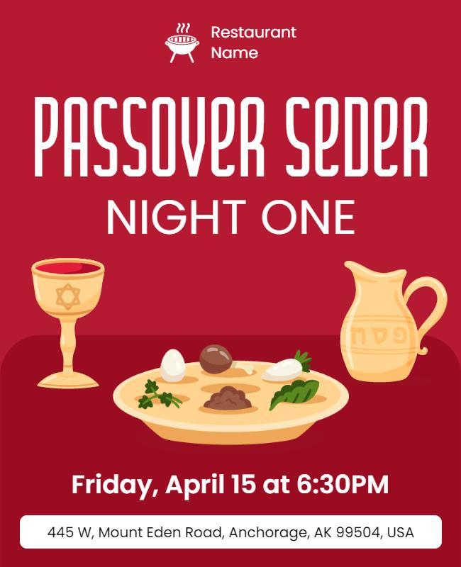 Passover Seder Event Invitation Flyer Template